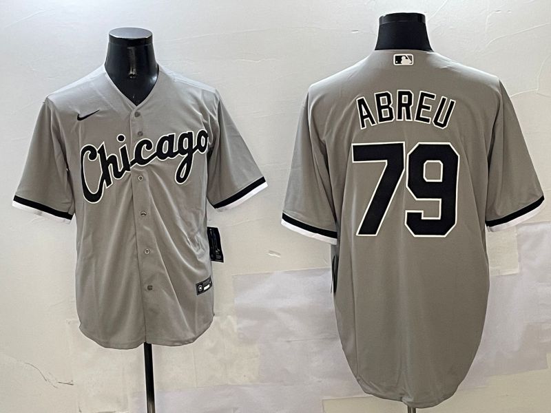 Men Chicago White Sox #79 Abreu Grey Game 2025 Nike MLB Jersey style 1